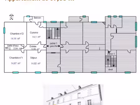 vente appartement 3 pièces 67 m² lons-le-saunier (39000)