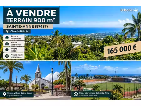 terrain 900 m² sainte-anne – secteur résidentiel – proche centre  collège & stade