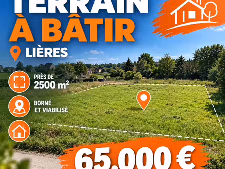 terrain à bâtir près de 2 500 m²- lières -65 000 €