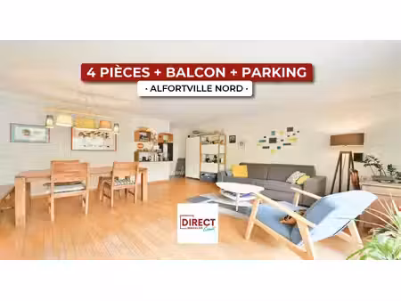 alfortville nord : appartement 4p + balcon + parking