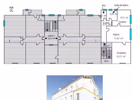 vente lons-le-saunier (39)  appartement loué type 2 de 51.44 m² avec cave  grenier  place 