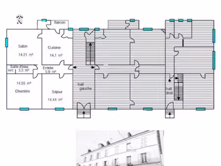 vente lons-le-saunier (39)  appartement loué type 3 de 68.40 m² avec balcon  cave  grenier