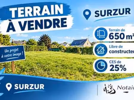 vente terrain à surzur (56450) : à vendre / 650m² surzur