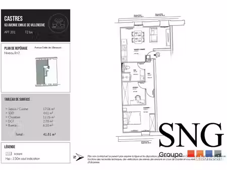 appartement 2 pièces 42 m²