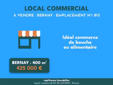 local professionnel à vendre bernay 9 pièce(s) 401m2 425 000€