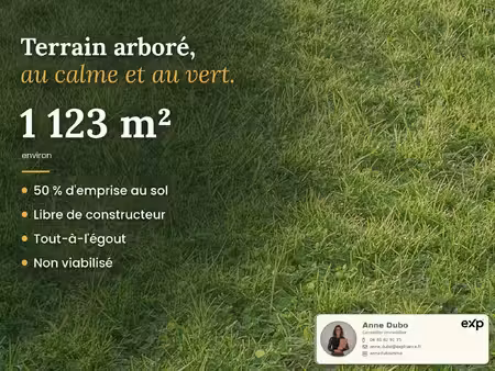 terrain à bâtir arboré 1 123 m² – salles