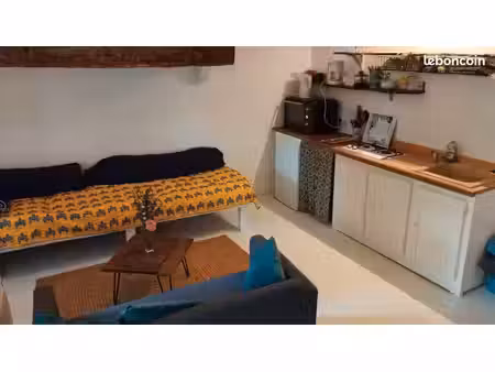 location studio mezzanine meublé avec petit jardin
