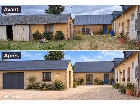 longère de 130 m² avec grenier + 3500m² de terrain sans vis à vis + dépendances + 3 boxs