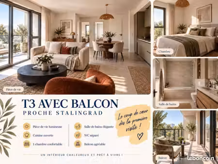 appartement 3 pièces 67 m²