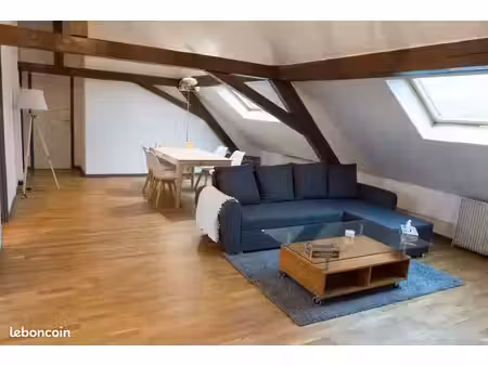 grand t3 meublé – 70 m² carrez / env. 100 m² au sol – 2 chambres + bureau