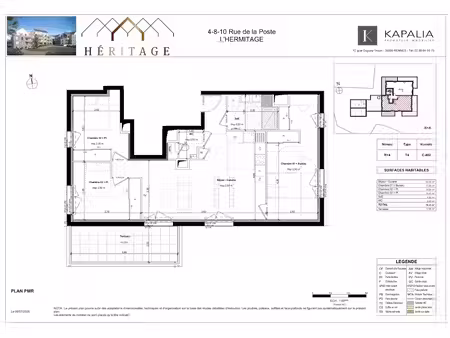 location appartement 4 pièces 78 m² à l'hermitage (35590)  984 €