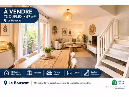 le bouscat t3 duplex terrasse sud parking couvert