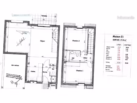 maison 3 pièces 69m2 avec garage