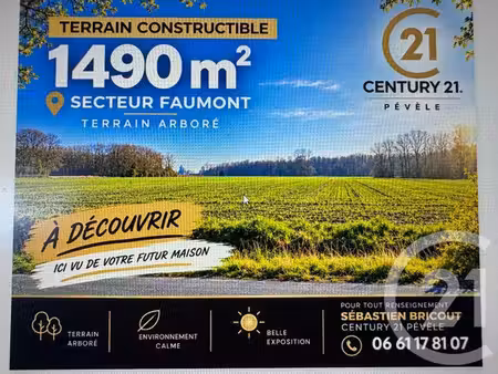 terrain à vendre - 1490 m2 - faumont - 59 - nord-pas-de-calais