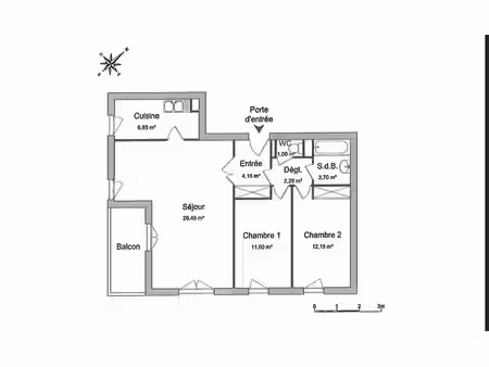 appartement cergy 3 pièce(s) 70.50 m2