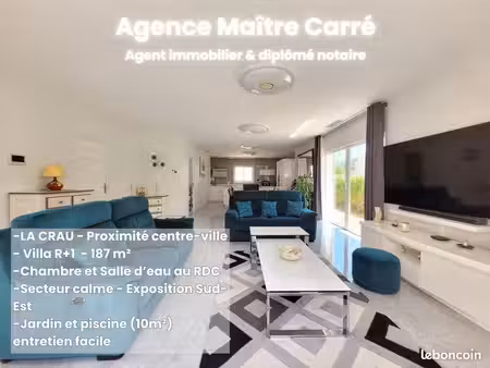 grande villa - 187 m² - 6 pièces - jardin - garages - piscine - centre-ville 5 min à pied