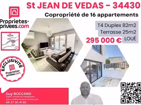 vente appartement 4 pièces 82.75 m² à saint-jean-de-vedas (34430)  295 000 €