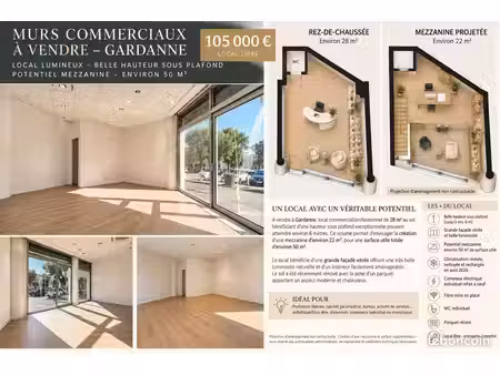 vente-local commercial lumineux emplacement et visibilité premium -potentiel 50m2 – gardan