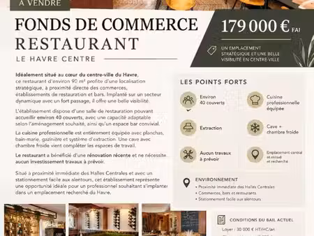 fonds de commerce  restauration 90 m² le havre