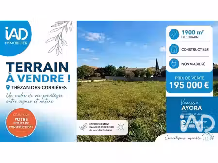 vente terrain à bâtir 1 900 m²
