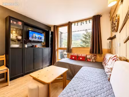isola 2000 coeur station face pistes | studio 23 m2 | terrasse | casier a ski
