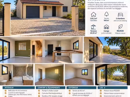 maison neuve re2020 – 114 5 m² – 3 chambres – terrain 943 m² – gaillac-toulza