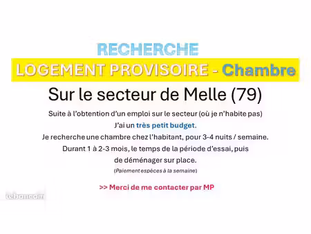 recherche chambre à louer - secteur melle 79