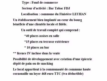 vente fond de commerce bar tabac fdj