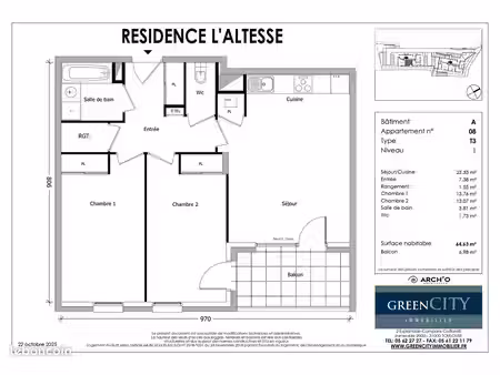 appartement 3 pièces 65 m²