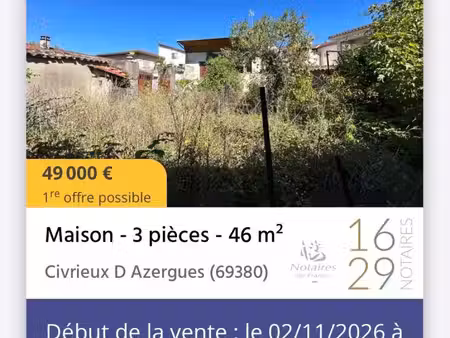 vente en immo-interactif d'une maison à réhabiliter entièrement avec dépendances