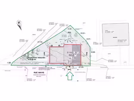 terrain à bâtir de 416 m² + permis accepte pour une villa.