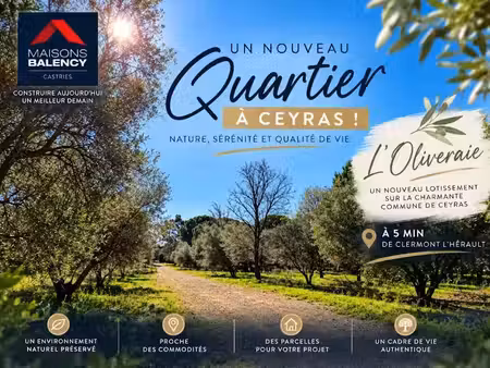vente terrain 305 m² à ceyras (34800)  110 000 €