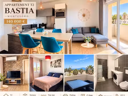 t2 avec terrasse vue mer & parking – bastia montesoro