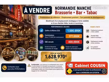 fonds de commerce brasserie  tabac 200 m²