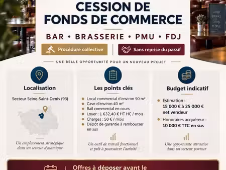 bar  brasserie  fdj  pmu 90 m² drancy