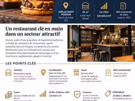 restauration  restauration rapide 30 m² clichy