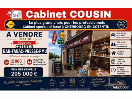 fonds de commerce bar  tabac 70 m²