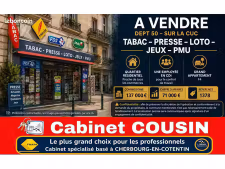 fonds de commerce tabac  presse  fdj 50 m²