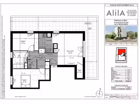 appartement 3 pièces 65 m²
