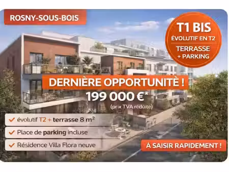 vente appartement 2 pièces 36 m² à rosny-sous-bois (93110)  199 000 €