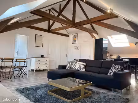 appartement t3 « le loft » de 90 m2. meublé et équipé. calme & lumineux. 2 chambres. lit k