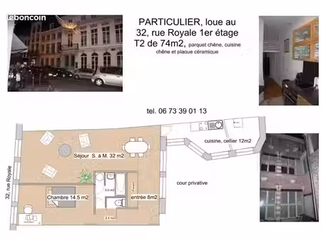 t2 vieux lille 74m2