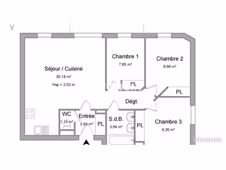 appartement 4 pièces 65 m²