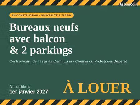 bureaux neufs 57 m² + balcon + 2 parkings – tassin centre