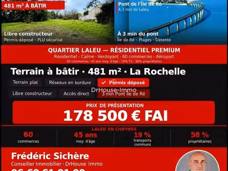 terrain à bâtir 481 m² la rochelle libre de constructeur