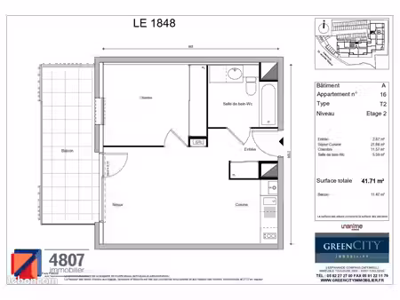 appartement 2 pièces 41 m²