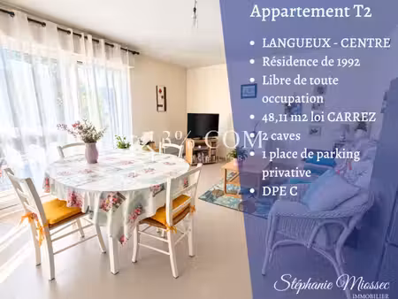langueux centre – appartement t2 avec ascenseur  parking et deux caves