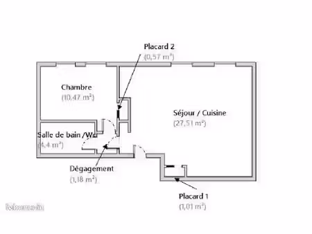 appartement 2 pièces 45 m²