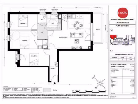 appartement recent - 2 pièces - 40.44 m²