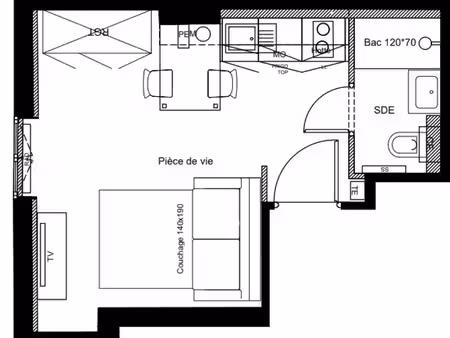 studio 1 pièce 20 m²